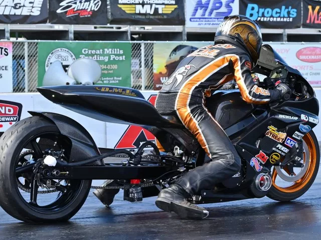 How does a gear shifter work in motorcycle drag racing?